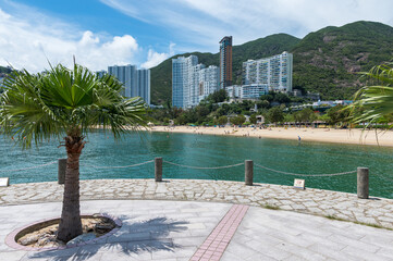 Fototapeta premium Hong Kong Island, Repulse Bay Beach, sunny day, clear sky and seascape. Hong Kong, China - 18 May 2025
