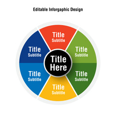Circle 6 Step infographic Design, Editable Infographics, Business roadmap timeline infographic with 6 milestones elements, diagram, and icon, vector. 