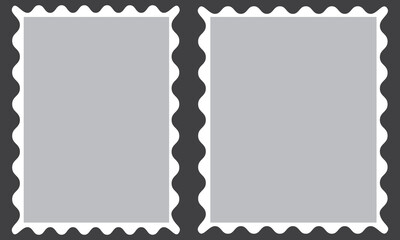blank vintage black and white postage stamp with clipping path, Postcard stamp post frame black shape set.