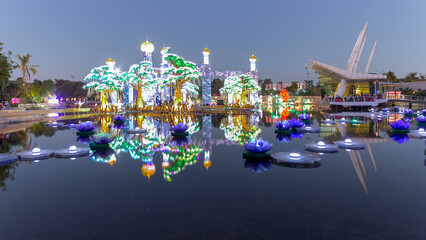 Dubai Glow Garden day to night timelapse is a state of Art architecture featuring environment...