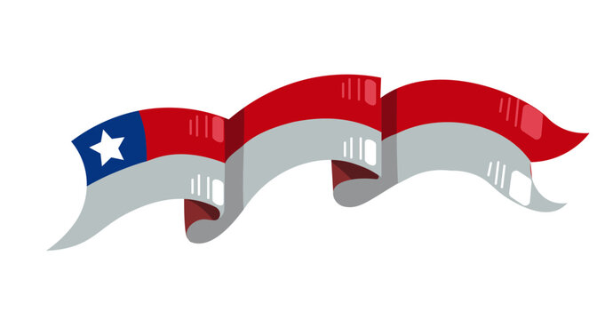 Vector ribbon inspired by the flag of Chile, decorated in the traditional Argentine fileteado porte&ntilde;o style. Perfect for cultural events, patriotic design, or national holiday projects.