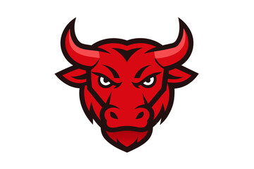 Dynamic Red Bull Face Mascot Logo Vector Illustration &ndash; Animal Sports Concept Art