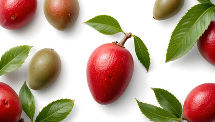 Ripe red mango isolate on white background. Clipping path