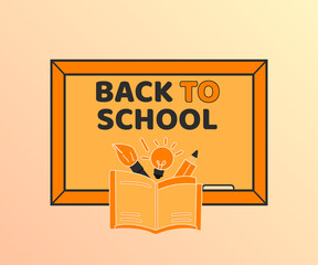 Back To School Blackboard With Book And Light Bulb