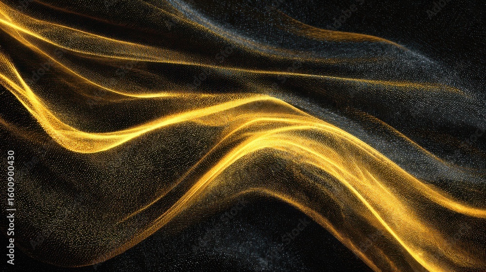 Aufkleber dark noise texture with abstract yellow flow wave for dynamic wallpaper design concept
