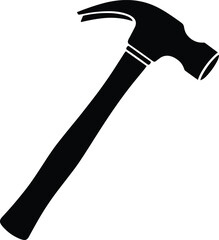 Hammer Silhouette Icon, Curved Claw Tool in Black Vector Style, DIY Carpentry Equipment Clipart, Construction Symbol for Home Repair, Toolbox, Editorial Design Use