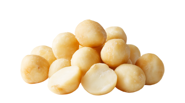 Pile of Macadamia Nuts Isolated on Transparent Area