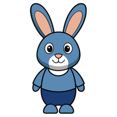 Fototapeta premium A cute pink cartoon bunny toy, a happy spring animal illustration for Easter fun