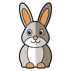 Fototapeta premium Cute cartoon bunny with pink ears and a carrot, perfect for Easter animal illustrations
