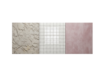Three different textured tiles arranged side by side view
