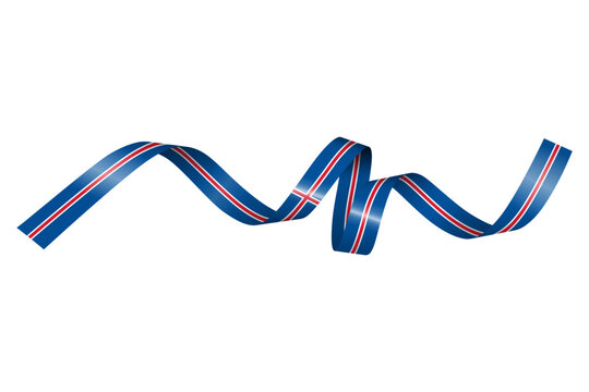 Set of flag ribbon with colors of Iceland for independence day celebration decoration - Powered by Adobe