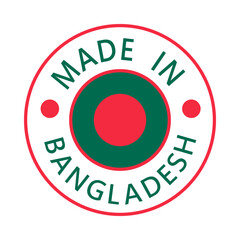 Fototapeta premium Bangladesh Made in Stamp in circle with flag Vector template on white background