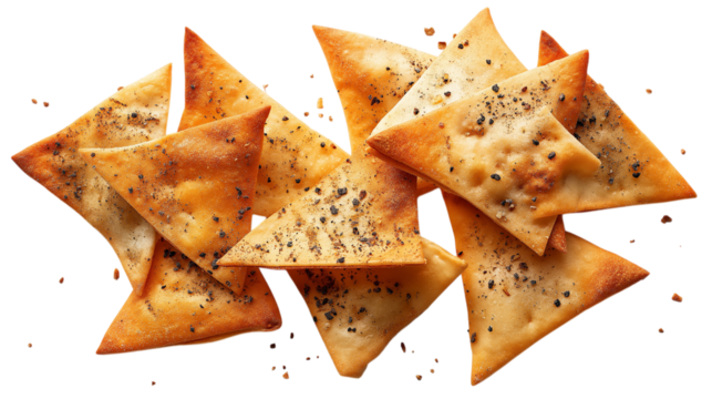 Pile of Seasoned Tortilla Chips on Transparent BG