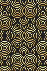Ethnic black background, tribal design cover, banner, wallpaper. Geometric gold art pattern, embossing, 3D. Ornaments, arabesques, mandala, fresco. Traditions of the East, Asia, India, Mexico, Aztec.