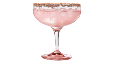 Pink Cocktail with Salted Rim on Transparent Backdrop