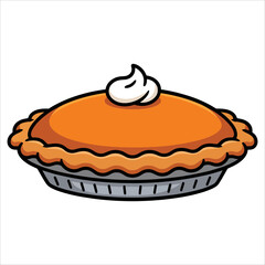 Vector Thanksgiving pie illustration isolated on white background. Great for seasonal, holiday, cooking, and traditional American celebration themes.
