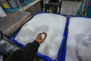 White polyethylene granules in box
