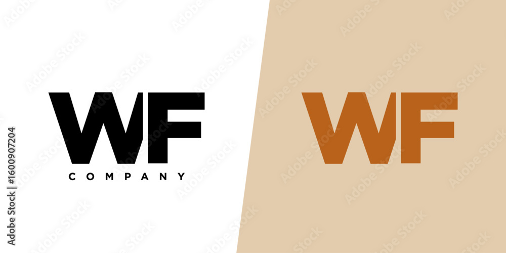 Fototapete letter w and f, wf logo design template. minimal monogram initial based logotype.