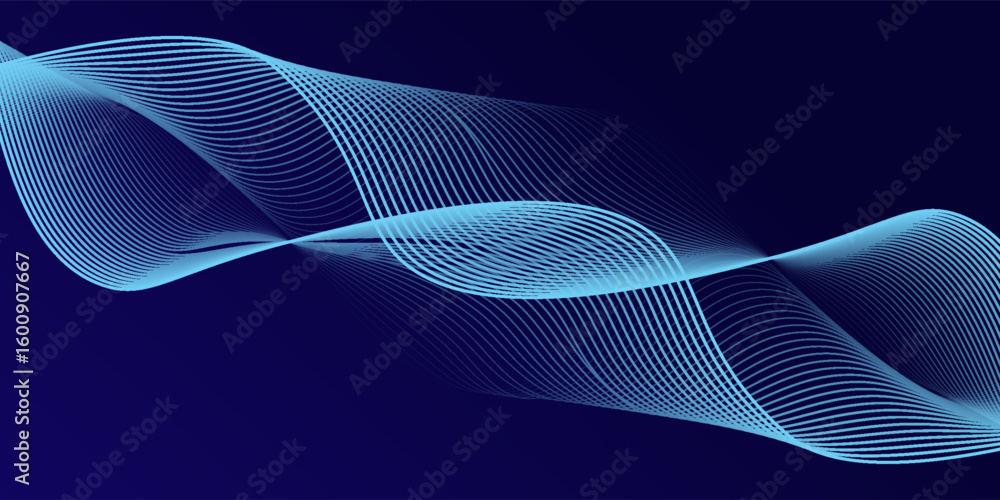 Aufkleber abstract glowing wave lines on dark blue background. dynamic wave pattern. modern flowing wavy lines