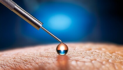 exploring the interaction between a needle and a plasma droplet on skin surface
