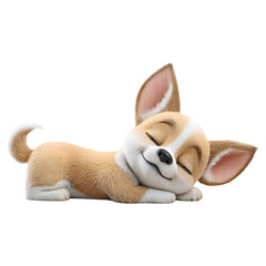 Adorable 3D Render of Cartoon Chihuahua Puppies in Various Cute Poses and Expressions, Perfect for Kids, Stickers, and Character Design.
