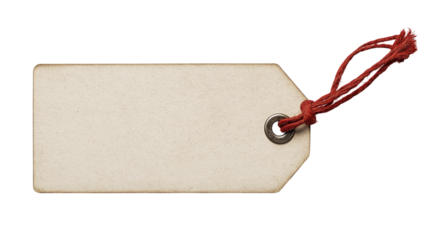 Plain Paper Tag with Red String on Transparent Area