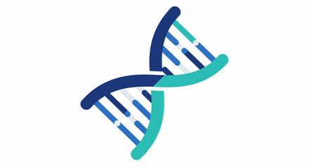 Stylized DNA Double Helix Strand in Blue and Teal Colors