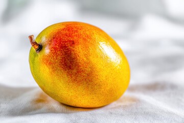 Single Ripe Mango On White Background