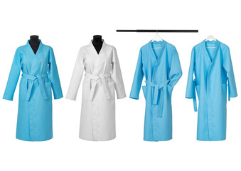 women's bathrobe made of cotton waffle cloth, isolated on a white background