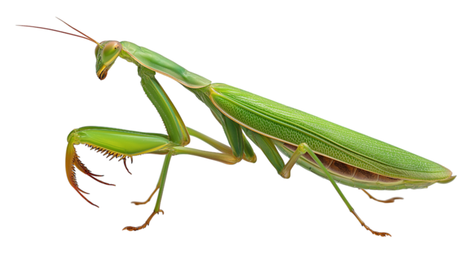 Praying Mantis with Sharp Claws on Transparent