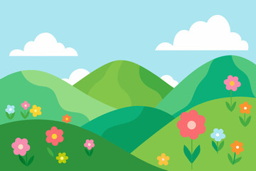 Fototapeta premium hills covered in spring flowers