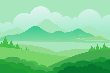 Fototapeta premium mist over green landscape