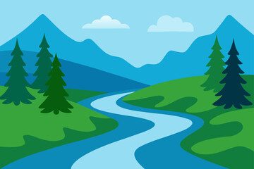 river flowing through spring forest