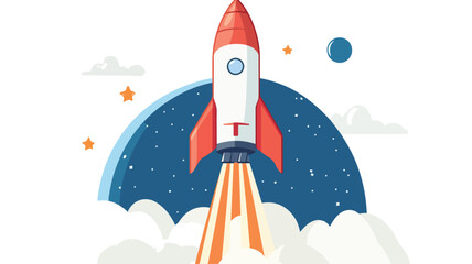 Sleek Launching Concept Illustration in Simple Flat Vector Style