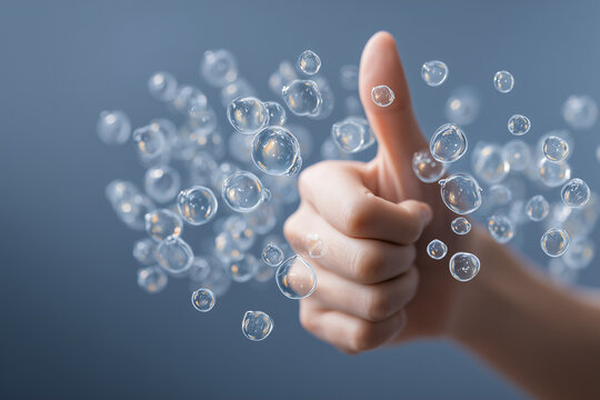 
"Virtual meeting with thumbs-up reaction bubbles  - Powered by Adobe