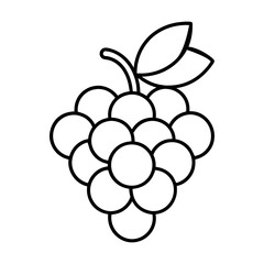 Outline style grapes drawing with white background clean fruit icon minimal design