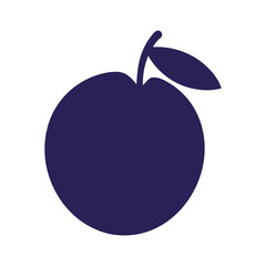 Minimalist plum shape silhouette with transparent background in bold outline style  