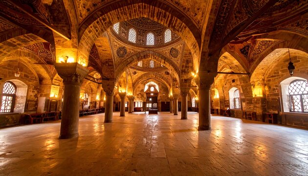 Grand interior of historical mosque