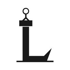 Letter L in chair form silhouette for creative concept with transparent background  