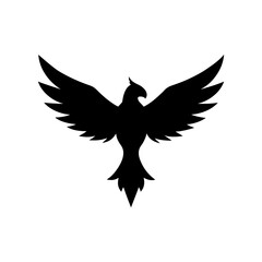 Minimal bird silhouette in flight position with transparent background  