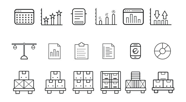 vector analize and box icon set