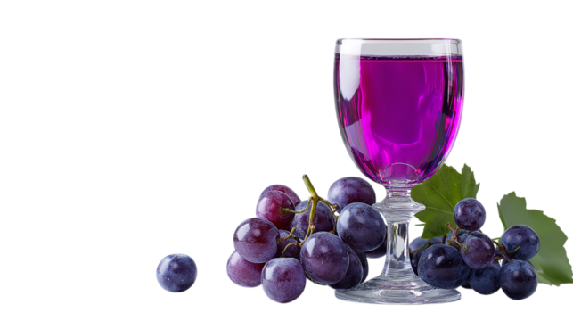 Purple Grape Juice in Glass with Fresh Grapes