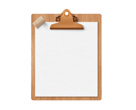 Wooden clipboard with blank paper (1)