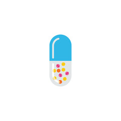 Vibrant and clear pharmaceutical capsule filled with colorful medicine pellets, representing health and wellness