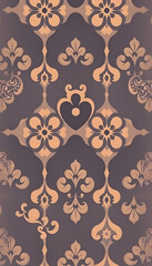 Fototapeta premium Patterned wallpaper from the 1970s/1980s, clipart style. White tone