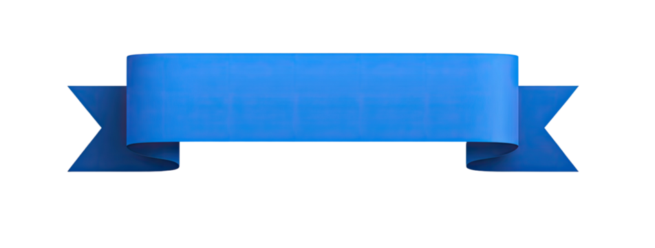 A stylized,  blue ribbon banner on a black background