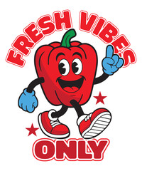 Cute Bell Pepper Vector Illustration Design  Positive Message Food Mascot for Stickers, Posters & Healthy Living Merch