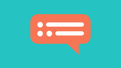 Coral Comment Box Icon Three White Dots Teal Background