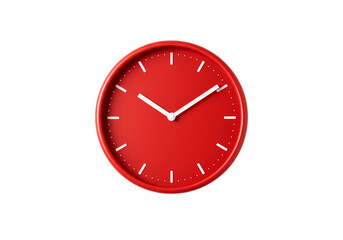 Red Clock: Time Management, Punctuality, and Deadline Concepts Isolated on White Background