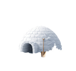 Snow igloo with shovel